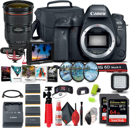 Canon EOS 6D Mark II DSLR Camera Bundle 24-70mm Lens + Accessories (Renewed)