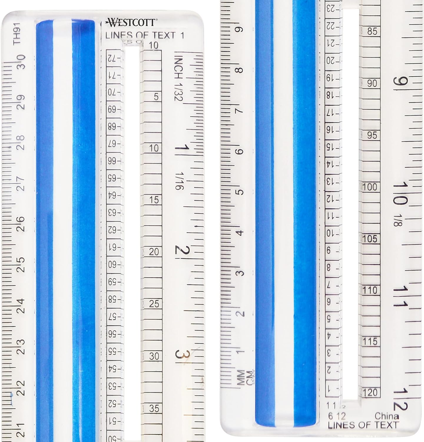 Westcott 14125 Magnifying Ruler - 12-Inch Clear Data Ruler