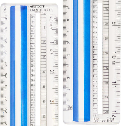 Westcott 14125 Magnifying Ruler - 12-Inch Clear Data Ruler