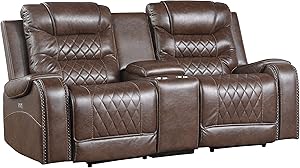 Lexicon S189405BR-2PW Microfiber Power Reclining Loveseat Console