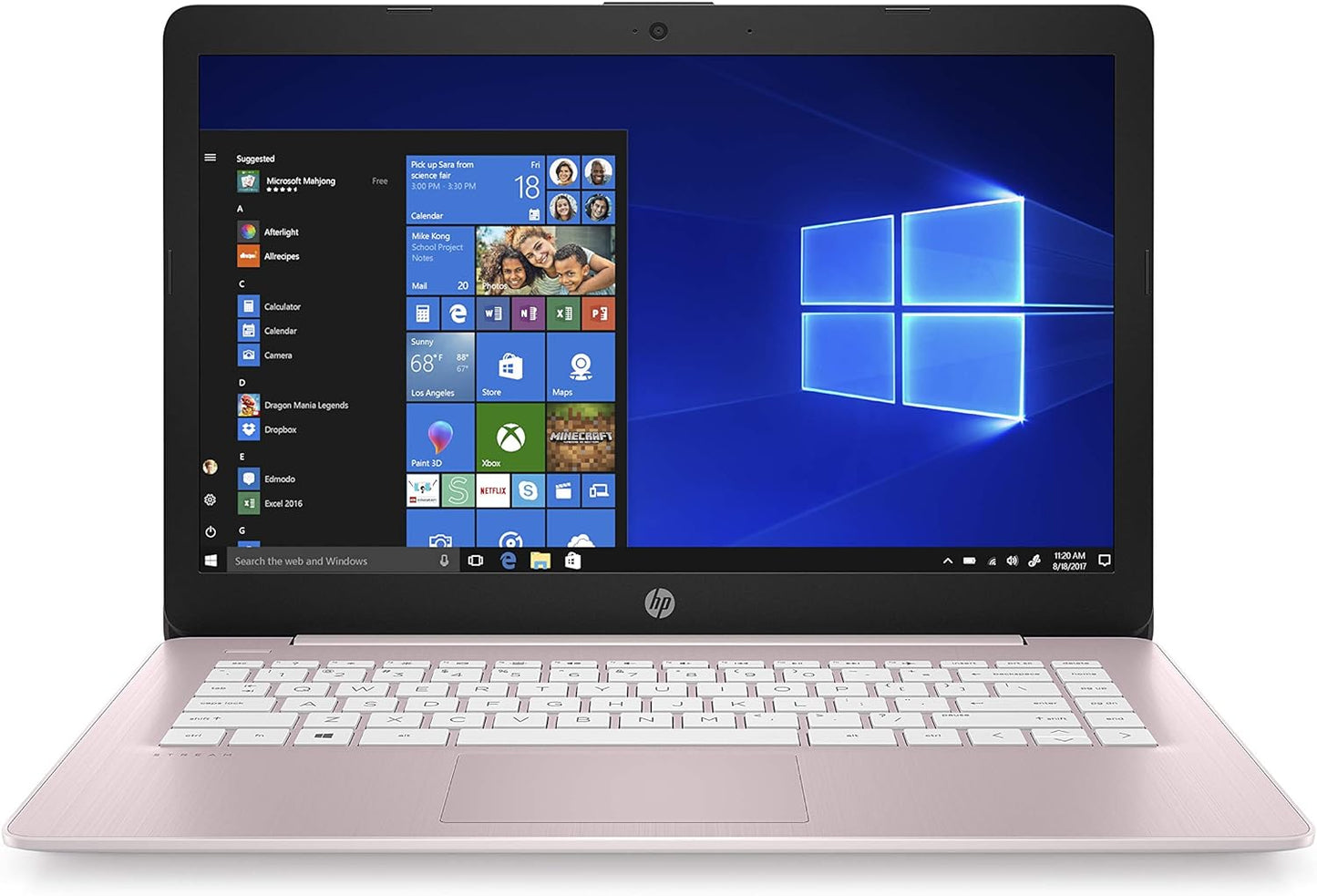 HP 14-cb188nr: Stream 14" Laptop, Celeron, 4GB, 64GB eMMC, Rose Pink