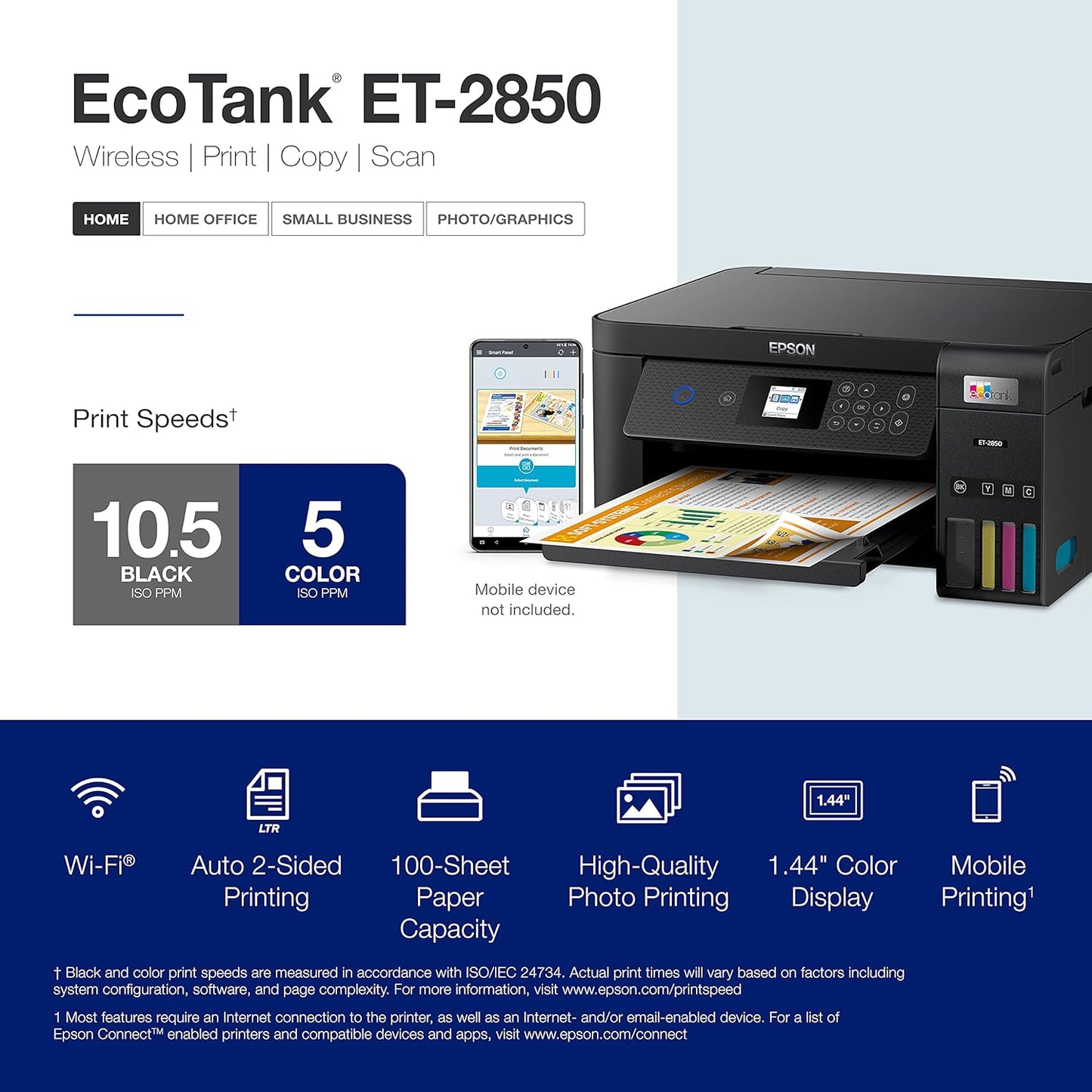 Epson ET-2850 Black EcoTank Wireless Printer