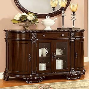 Misc Traditional Cherry Solid Wood Server with Glass Doors