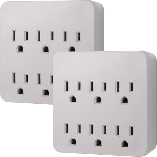 GE 50052 Surge Protector 6-Outlet Wall Tap 2-Pack