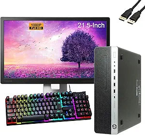 HP EliteDesk 800 G3 i7-6700 SFF PC with 21.5" Monitor (Renewed)