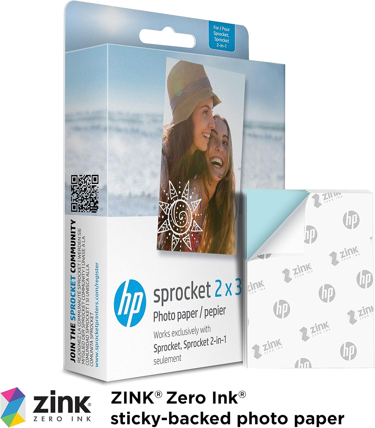 HP HPIZ2X3100 Sprocket 2x3 Sticky Back Photo Paper 100 Sheets