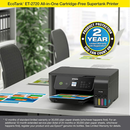 Epson EcoTank ET-2720 Wireless All-in-One Printer (Renewed)