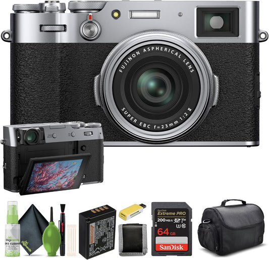 Fujifilm 16642939 X100V Digital Camera Silver Bundle