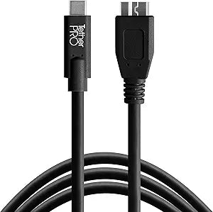 Tether Tools 520547 TetherPro USB-C to 3.0 Micro-B Cable - 15ft, Black — main product image