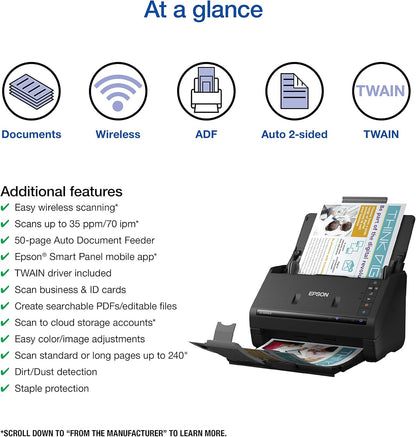 Epson ES-500W II Wireless Duplex Document Scanner Renewed