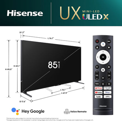 Hisense 85UX 85-Inch Mini-LED ULED X QLED 4K Google Smart TV