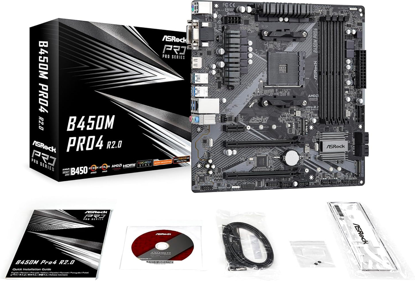 ASRock B450M PRO4 R2.0 AMD Motherboard AM4 Micro ATX
