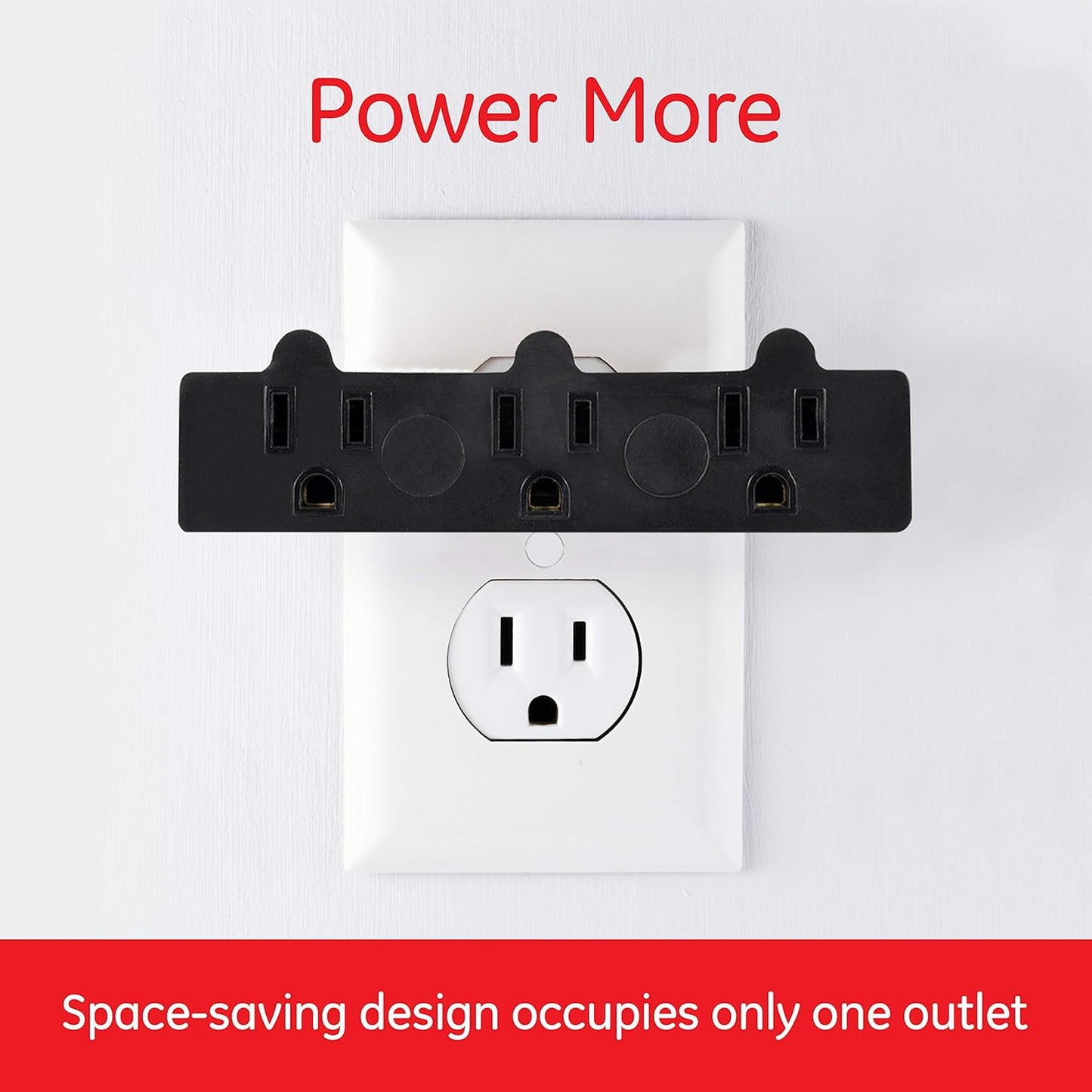 GE Heavy Duty 3-Outlet Adapter Grounded Black 50911