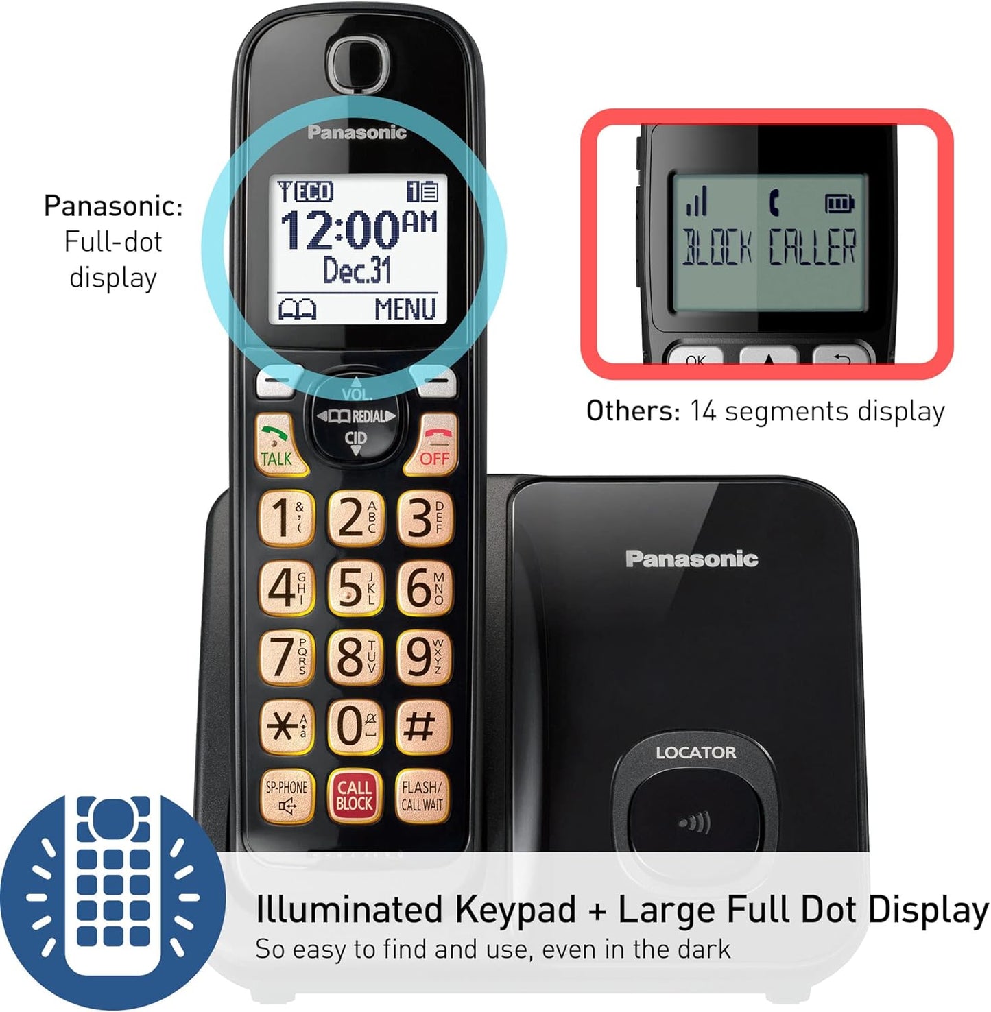 Panasonic KX-TGD813B Cordless Phone Advanced Call Block