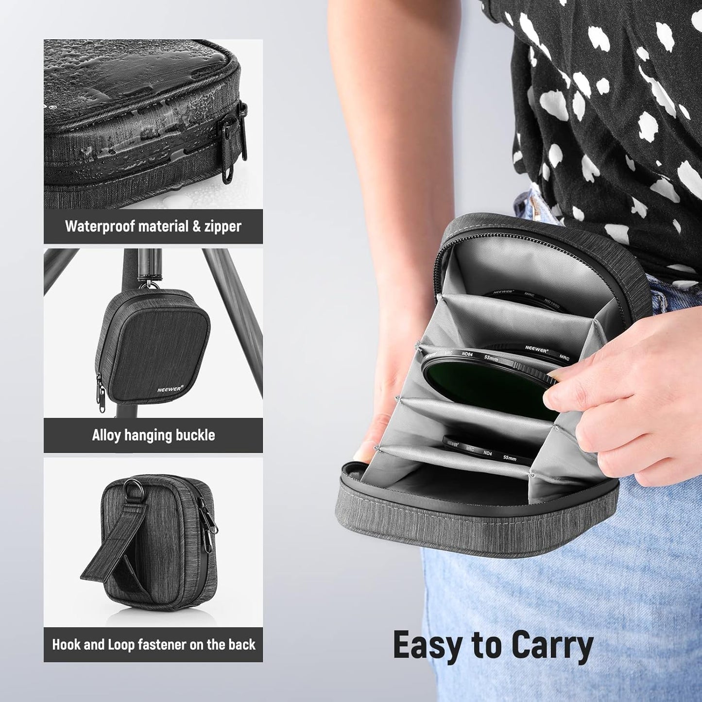 NEEWER 55mm ND Filter Kit ND4, ND8, ND64, ND1000 - Nano Coated