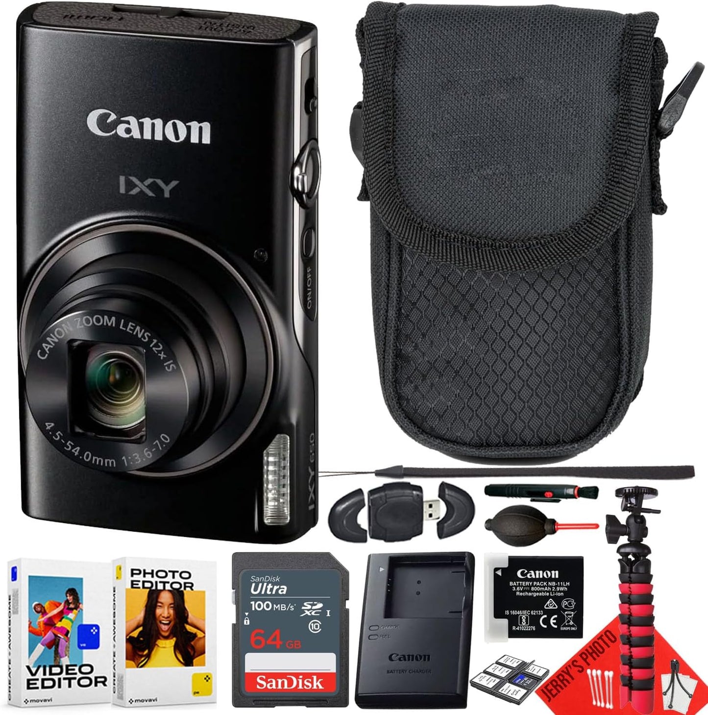 Canon 650 PowerShot ELPH 360 HS Digital Camera Bundle (Renewed)
