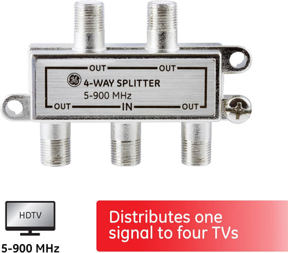 GE 35047 4-Way Coaxial Cable Splitter 5-900 MHz