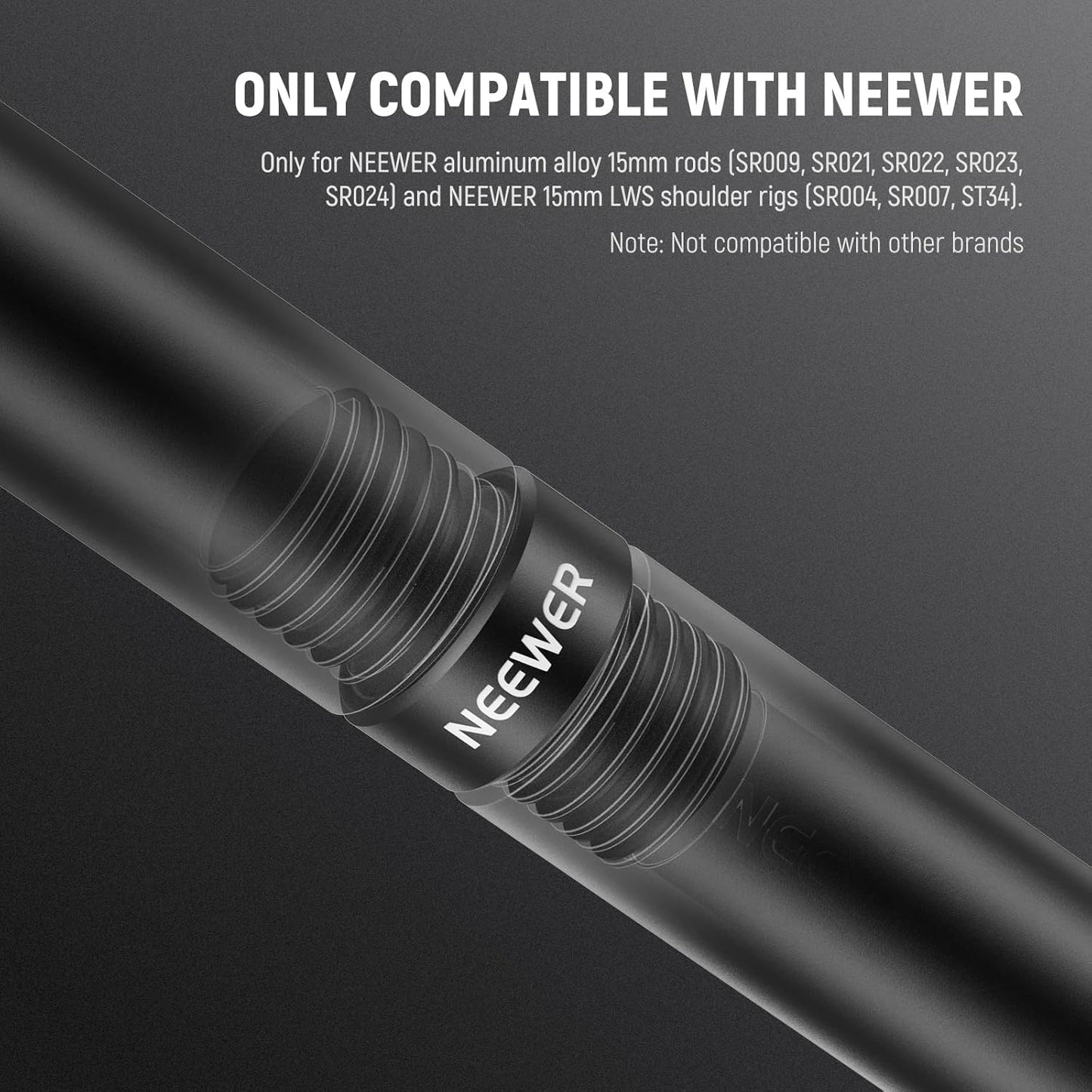Neewer SR020 15mm Rod Connector - M12x1.5 Extension (4 Pack)