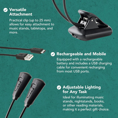 K&M 12259 Rechargeable Music Stand LED Light Double