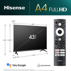 Hisense 43A4K 43-Inch FHD 1080p Google Smart TV