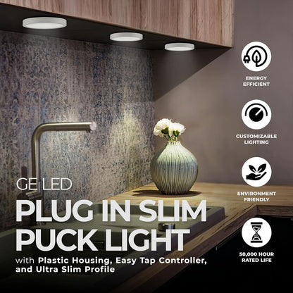 GE 93129183 LED Slim Puck Light 3-Pack