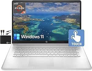 HP Newest HP 17.3" HD+ Touch Laptop, Ryzen 5, 24GB RAM, 1TB SSD+1TB HDD