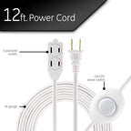 GE 39607 12ft Extension Cord with Footswitch - 3 Outlet