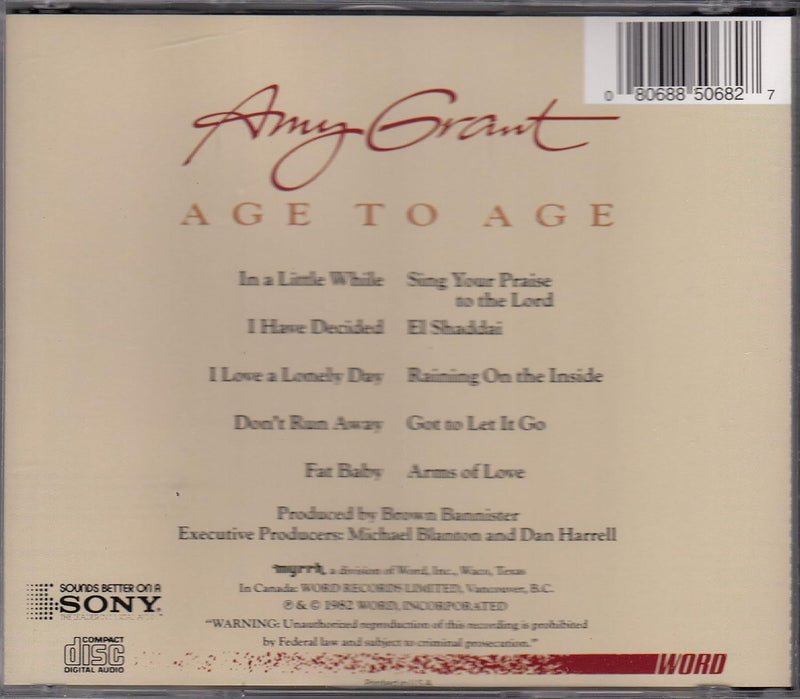 RCA Age to Age Amy Grant Christian Music CD — main product image