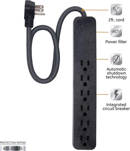GE UltraPro 44070 6 Outlet Surge Protector Braided Cord