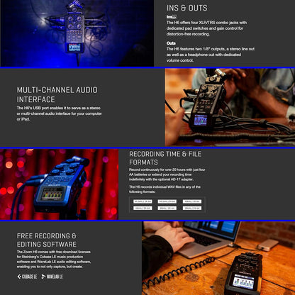 Zoom ZMH6ABK7 All Black Portable Recorder Bundle