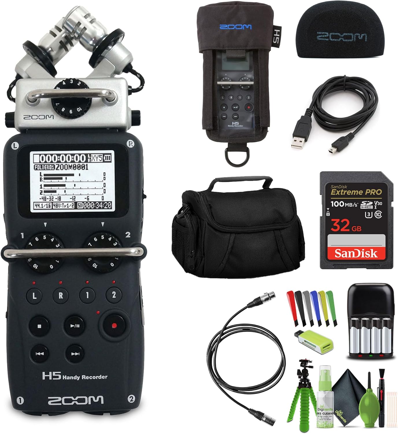 Zoom H5 4-Track Portable Audio Recorder Bundle