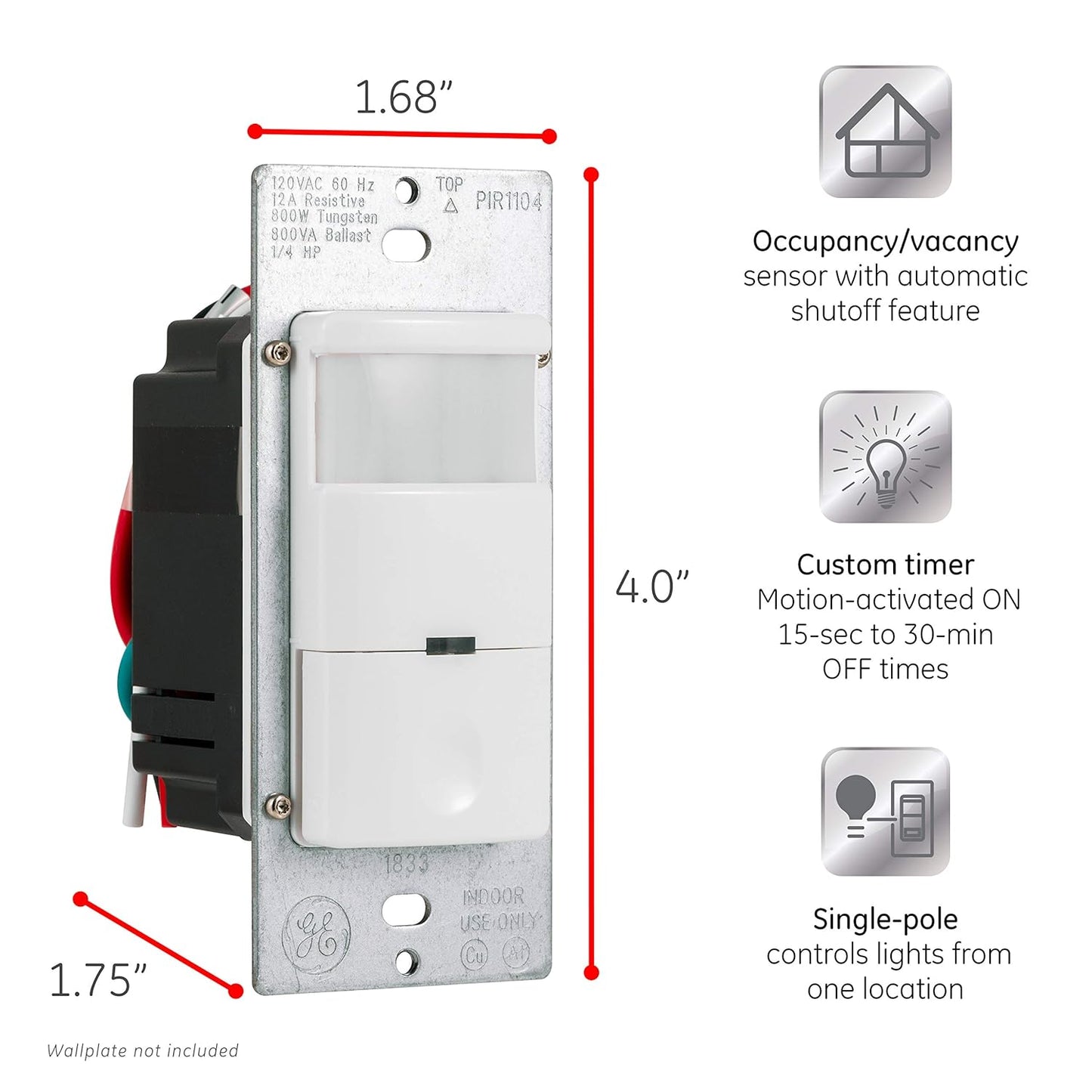 GE 11927 In-Wall Motion Sensor Light Switch