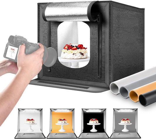 NEEWER LP50 Light Box - 20"x20", Dimmable LED, 4 Backdrops