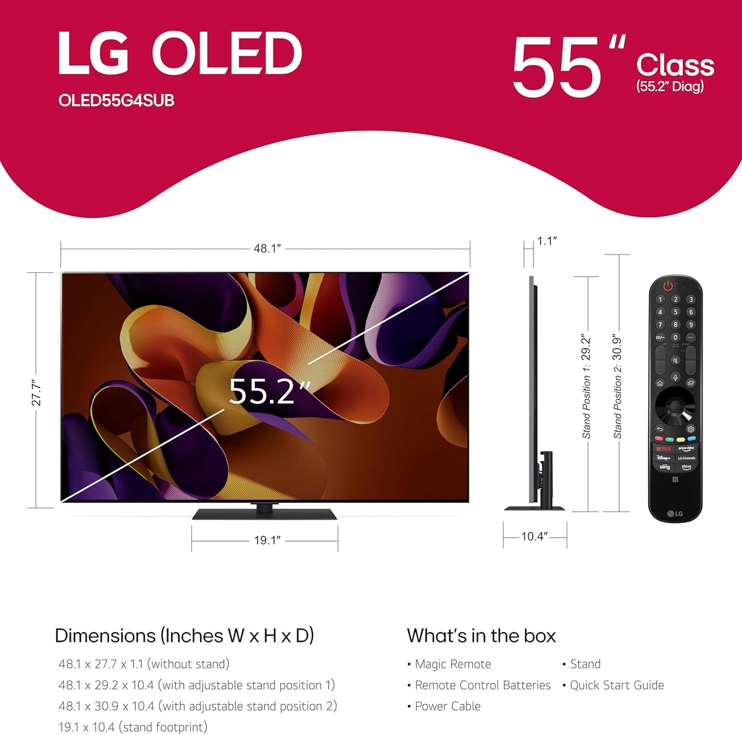 LG OLED55G4SUB 55" 4K OLED evo G4 Series Smart TV (2024)