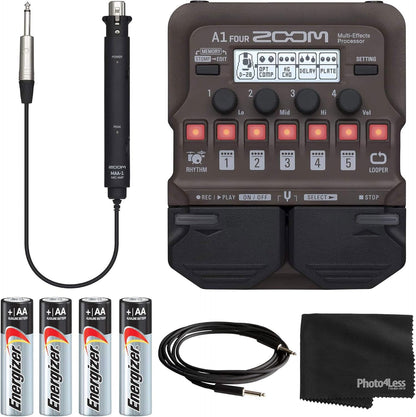Zoom A1 FOUR Acoustic Multi-Effects Pedal Bundle