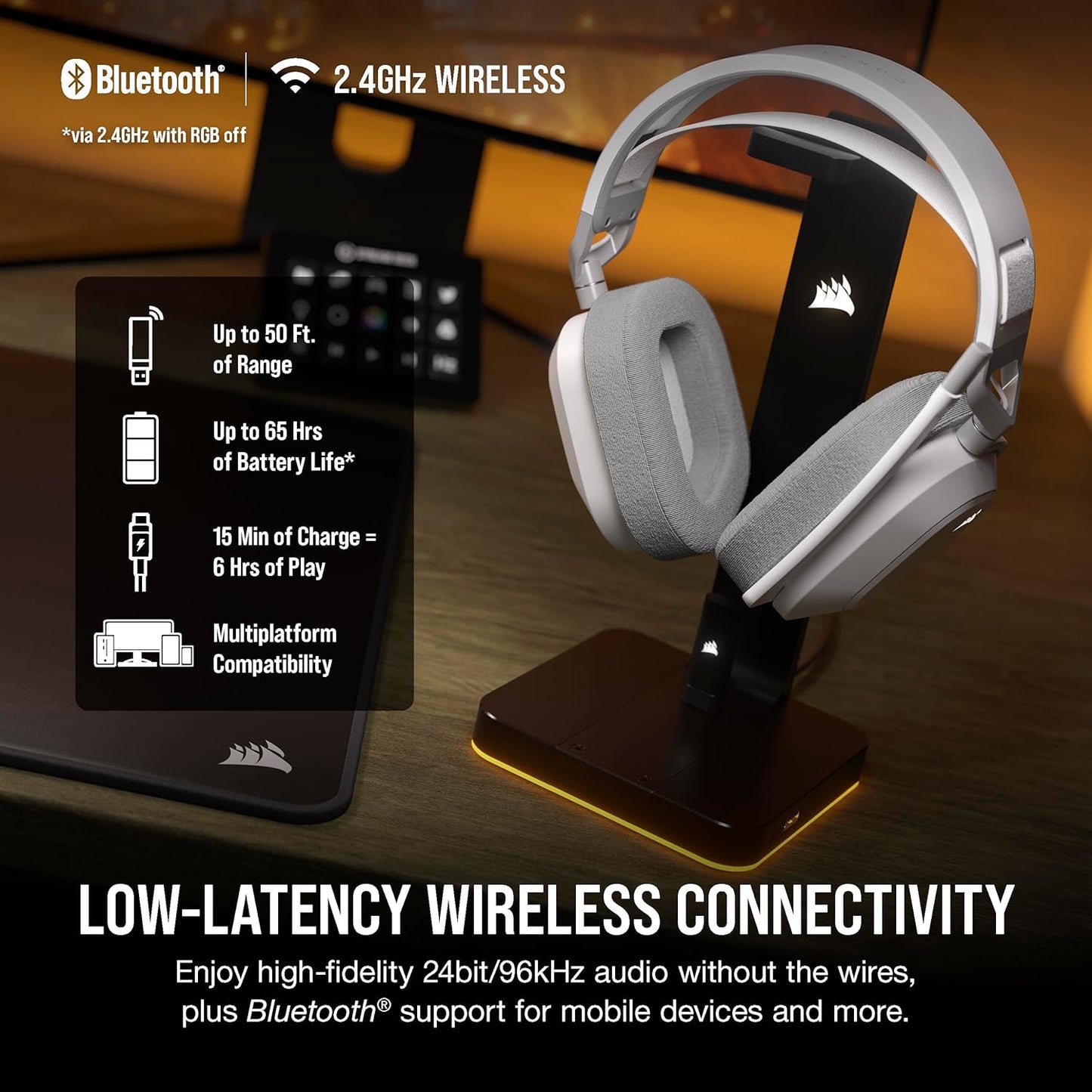 Corsair CA-9011296-NA HS80 MAX Wireless Gaming Headset White