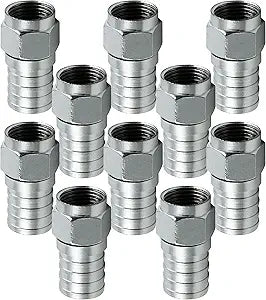 GE RG6 Crimp-On F-Type Coaxial Connectors 10-Pack