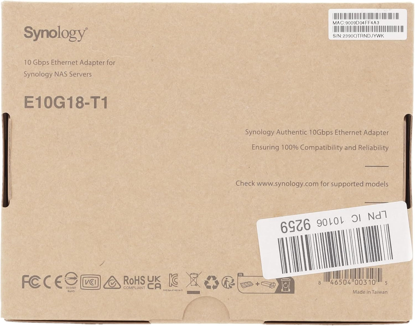 Synology E10G18-T1 10Gb RJ45 Ethernet Adapter