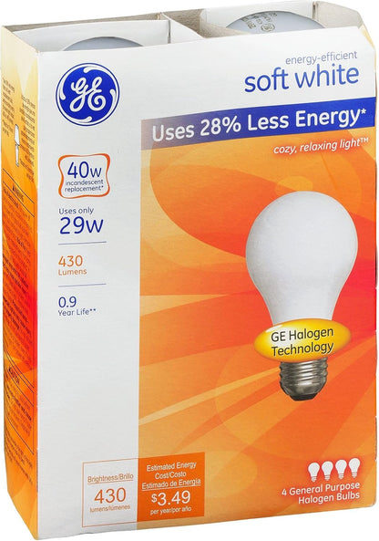 GE Lighting 6624629A 29W Halogen Light Bulbs 4-Pack