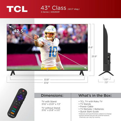 TCL 43S350R 43-Inch 1080p Roku Smart TV Renewed