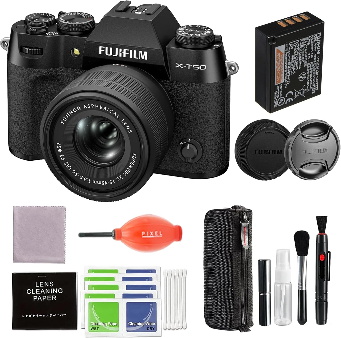 Fujifilm 16828777 X-T50 15-45mm Lens Bundle - Black