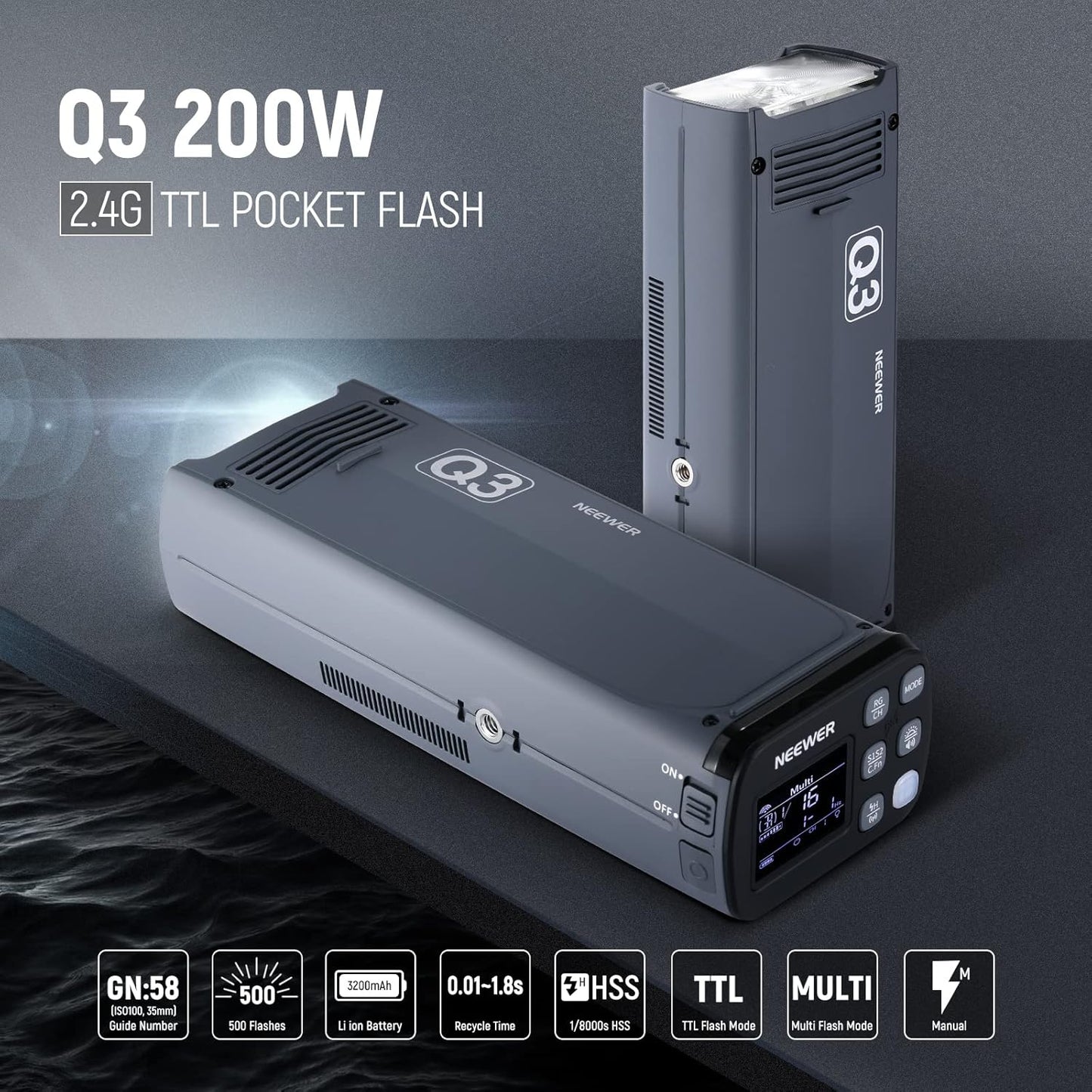 Neewer Q3 200Ws TTL Flash Strobe for Canon