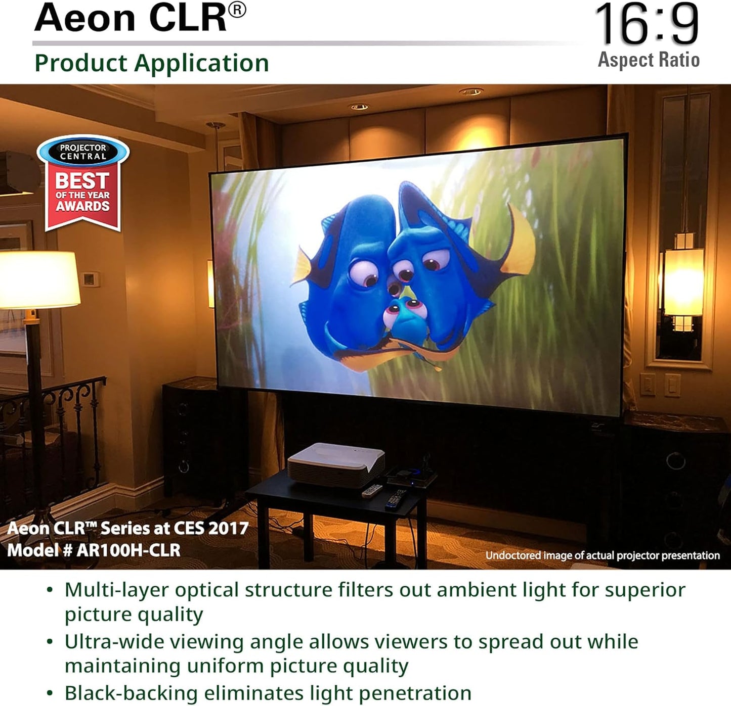 Elite Screens AR123H-CLR-X Aeon CLR Ultra-Short Throw Projector Screen