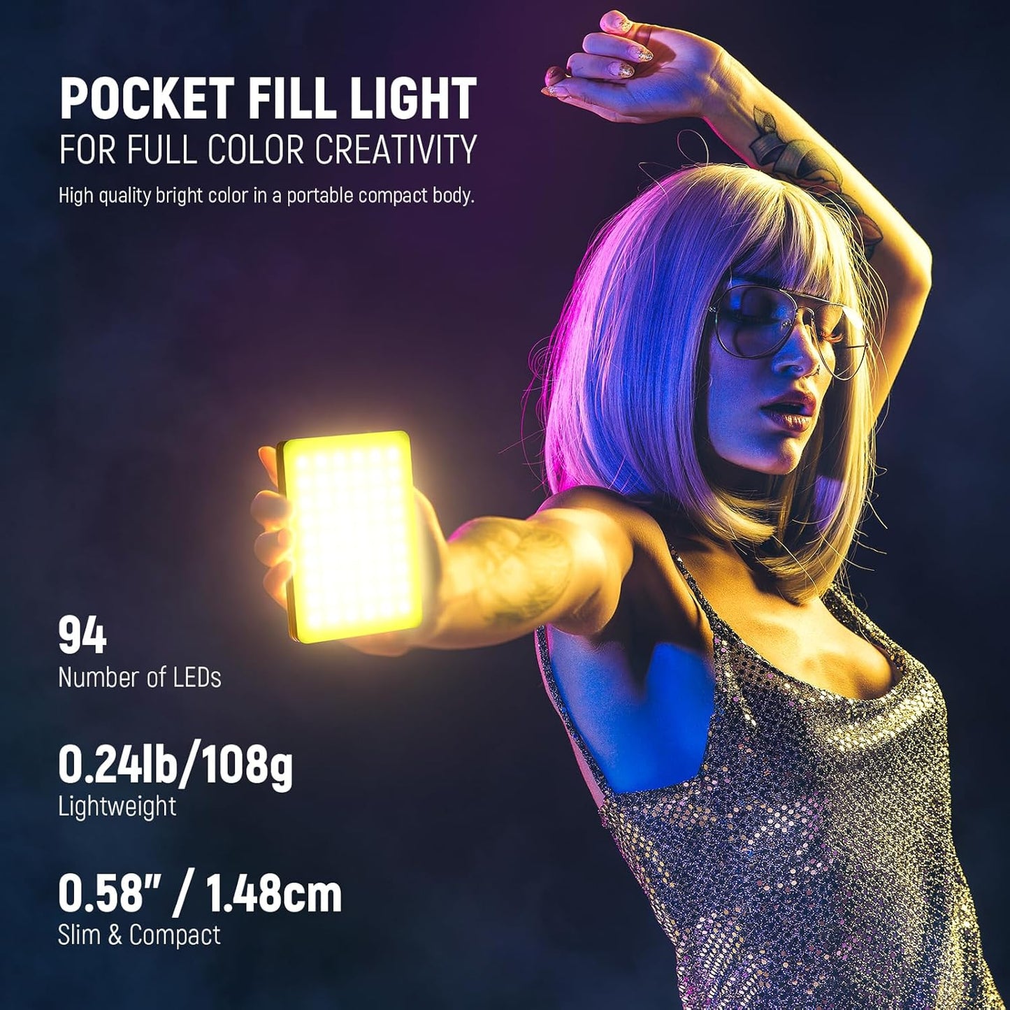 Neewer VL67C RGB Selfie Light with App Control