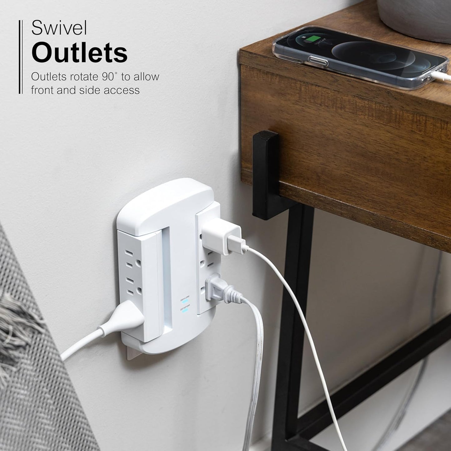GE 81781 6-Outlet Swivel Surge Protector Wall Tap - 980 Joules