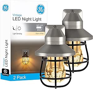 GE 66981 Vintage LED Dusk-to-Dawn Night Light 2-Pack