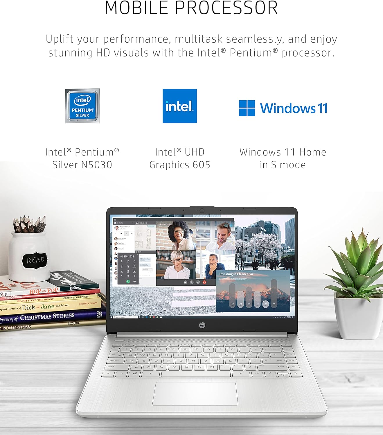 HP 14-dq0090nr 14-inch Pentium 128GB SSD Windows 11 Laptop