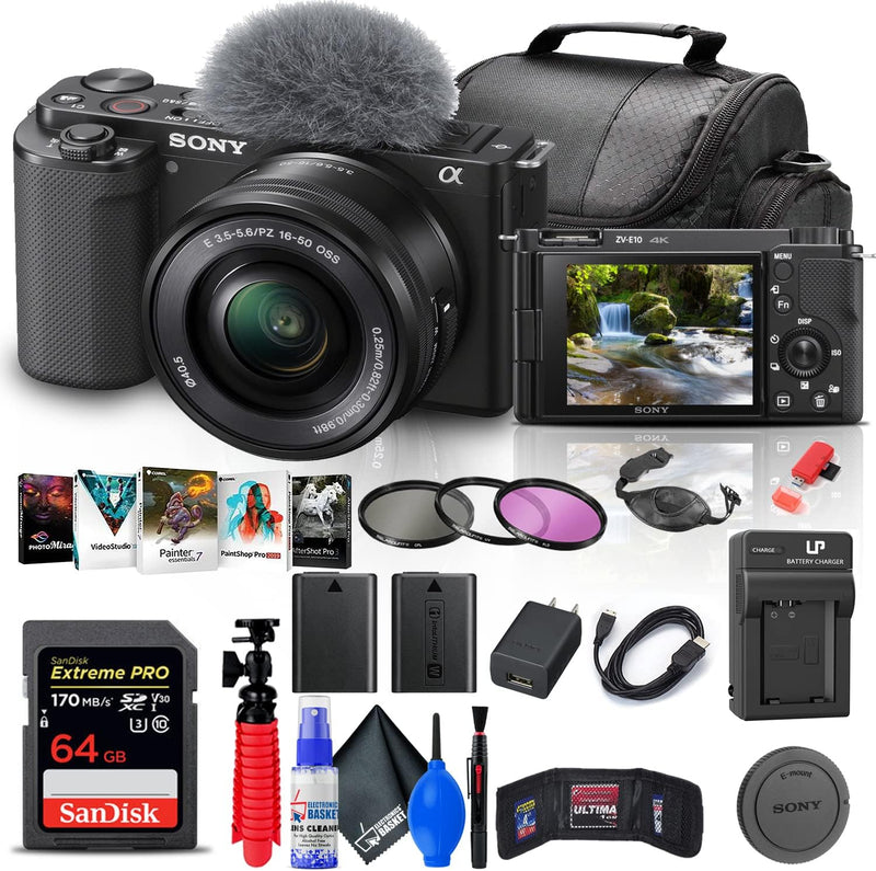 Sony ILCZV-E10L/B ZV-E10 Mirrorless Camera with 16-50mm Lens - Bundle (Renewed) — main product image