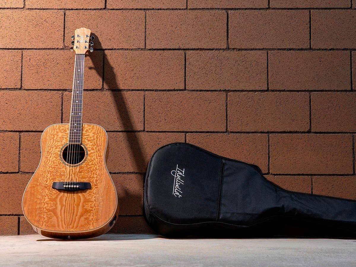 Monoprice Quilted Ash Acoustic Guitar - Natural w/ Gig Bag & Pickup