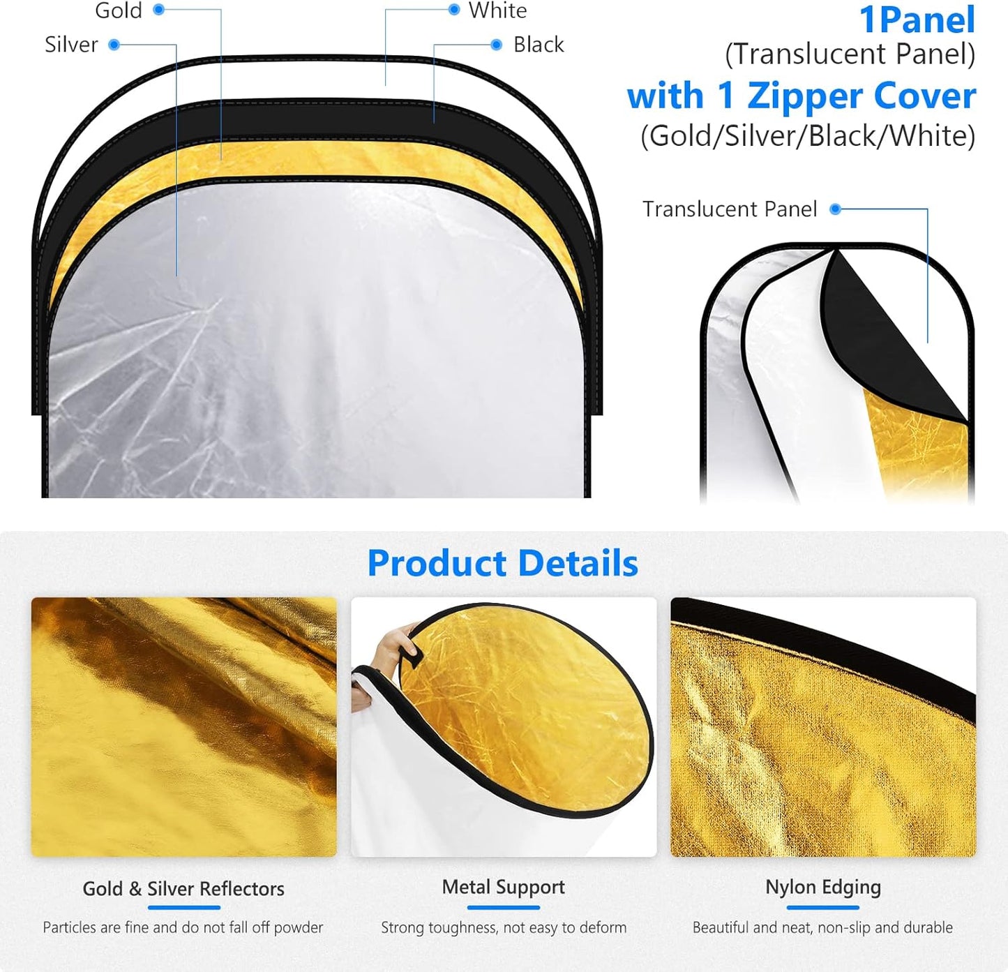 Neewer 10071559 59"x79" 5-in-1 Photography Reflector